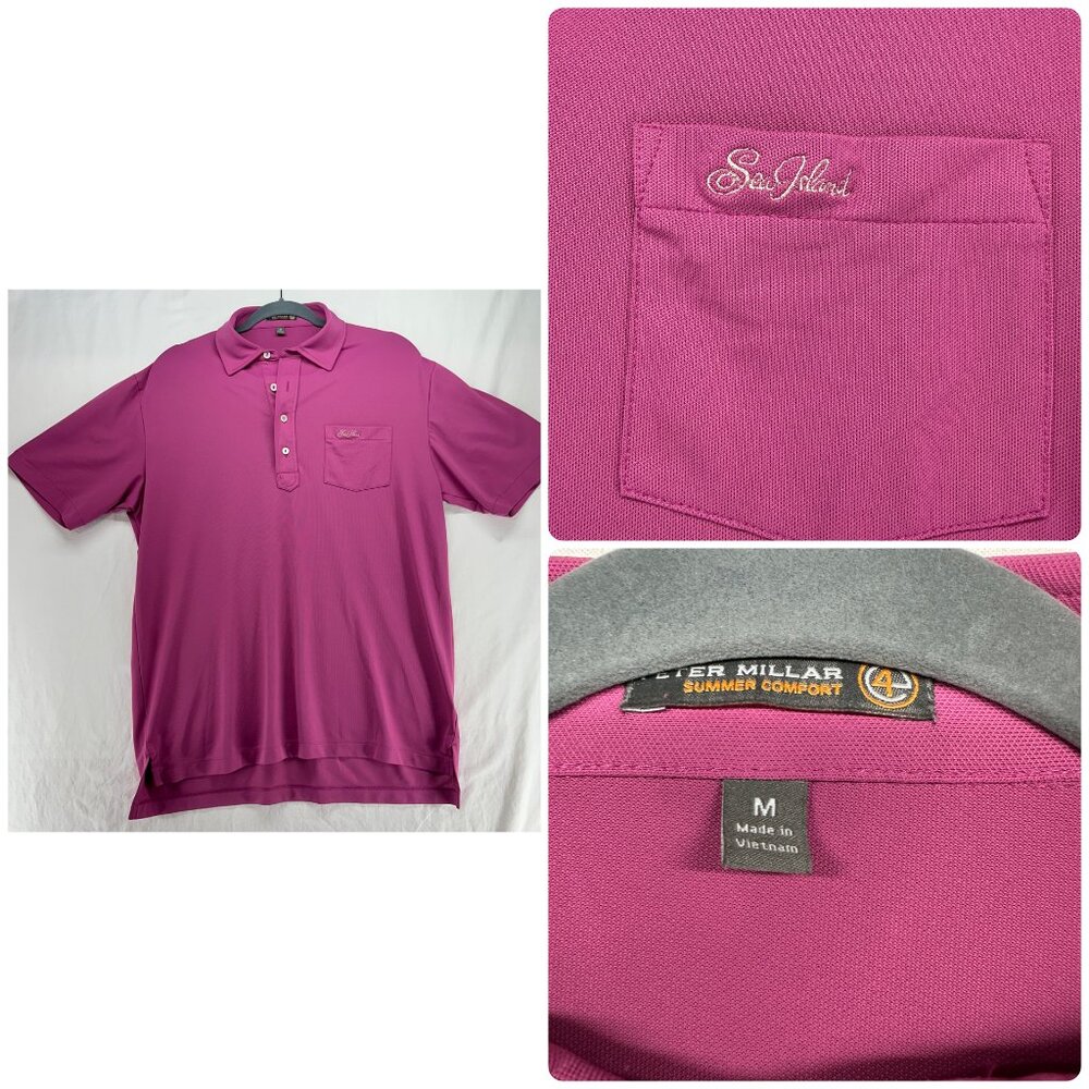 Peter Millar Polo Mens Medium Pink Golf Summer Comfort Sea Island Logo